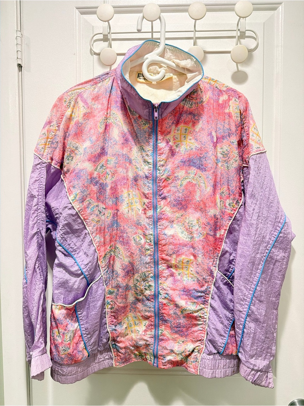 Vintage Lavender & Multicolor Women's Windbreaker Jacket